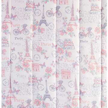 Mytex Home Fashions Parisian Petals Girls Bedding 8-Piece Comforter Set with 2 Sheet Sets Included, Flowers, Butterflies, Paris Theme, Extra Soft, Pink, Purple and Aqua, Twin