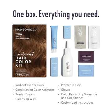Madison Reed Radiant Hair Color Kit, Light Golden Brown for 100% Coverage of Gray Hair, Ammonia-Free...
