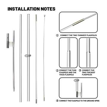 QSUM Swooper Flag Pole Kit - 11ft Heavy Duty Outdoor Flagpole for 8ft Flags