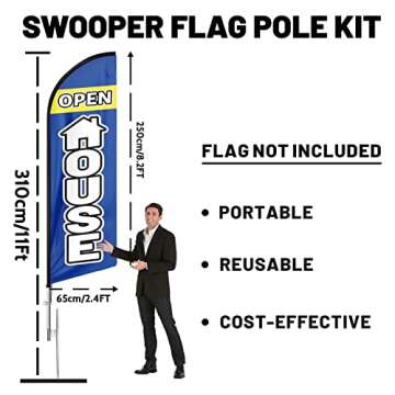 QSUM Swooper Flag Pole Kit - 11ft Heavy Duty Outdoor Flagpole