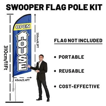 QSUM Swooper Flag Pole Kit - 11ft Heavy Duty Outdoor Flagpole