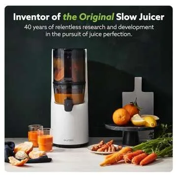 Hurom H-200 Electronic Slow Juicer Machine (Silver) - Self Feeding w Big Mouth Hopper to Fit Whole F...