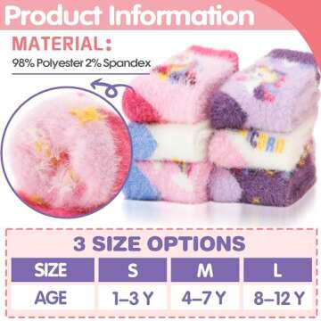 Toddler Kids Girls Fuzzy Socks Non Slip Grips Slipper Socks Anti Skid Crew Child Cute Animal Cartoon Fashion Unicorn Socks 6 Pairs Girls Gifts Stocking Stuffers(Unicorn,4-7 Years)