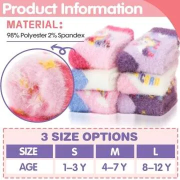 Toddler Kids Girls Fuzzy Socks Non Slip Grips Slipper Socks Anti Skid Crew Child Cute Animal Cartoon Fashion Unicorn Socks 6 Pairs Girls Gifts Stocking Stuffers(Unicorn,4-7 Years)