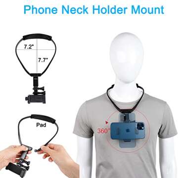 Pellking POV/Vlog Smartphone Head Strap Mount Selfie Neck Holder Mount Kit,Compatible with iPhone Sa...