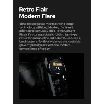 Godox Lux Master Retro TTL HSS Camera Flash,Touch Screen,Wireless Sync, Built in Battery,2.4G Wireless X System Compatible with Sony/Nikon/Canon/Fuji/Leica/Sigma/Panasonic