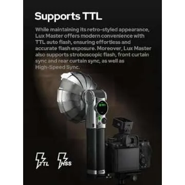 Godox Lux Master Retro TTL HSS Camera Flash,Touch Screen,Wireless Sync, Built in Battery,2.4G Wireless X System Compatible with Sony/Nikon/Canon/Fuji/Leica/Sigma/Panasonic