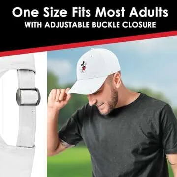 Disney Mickey Mouse Embroidered Cotton Adjustable Dad Hat with Curved Brim, White Washed, One Size