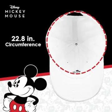 Disney Mickey Mouse Embroidered Cotton Adjustable Dad Hat with Curved Brim, White Washed, One Size