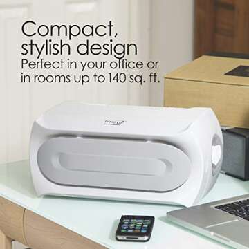 Hamilton Beach TrueAir Air Purifier with Reusable 99% HEPA Grade Filter to 3 Microns, Captures 99% of Allergens, Dust, Pollen, Pet Dander, Mold Spores, Reduces Odors, 3 Speeds, 140 Sq. Ft., White