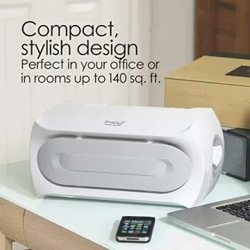 Hamilton Beach TrueAir Air Purifier with Reusable 99% HEPA Grade Filter to 3 Microns, Captures 99% of Allergens, Dust, Pollen, Pet Dander, Mold Spores, Reduces Odors, 3 Speeds, 140 Sq. Ft., White