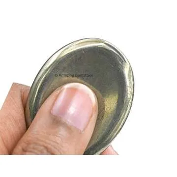 Pyrite Worry Stone Crystals and Healing Stones - Worry Stones for Stress Relief Gifts - Piedra Crystal Fidget for Meditation, Relaxation - Unique Stocking Stuffers and Birthday Gifts for Women, Men