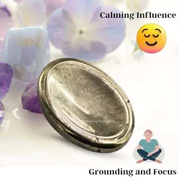 Pyrite Worry Stone Crystals and Healing Stones - Worry Stones for Stress Relief Gifts - Piedra Crystal Fidget for Meditation, Relaxation - Unique Stocking Stuffers and Birthday Gifts for Women, Men