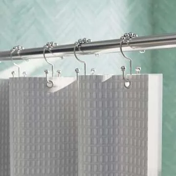 Maytex Shower Curtain Hooks, Shower Curtain Rings, Rust-Resistant Decorative Double Roller Glide Sho...