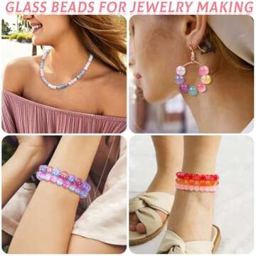 Wuollgess 1700Pcs 8mm Glass Beads for Jewelry Making, 48 Colors Crystal Beads for Bracelet Making Kit Round Beads DIY Craft for Teen Adults, 2 Box