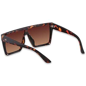 LYZOIT Square Oversized Sunglasses for Women Men Big Flat Top 2 pack Fashion Shield Large UV Protect...