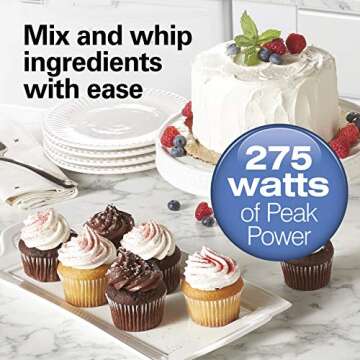 Hamilton Beach Power Deluxe 6-Speed Electric Hand Mixer with Snap-On Storage Case, QuickBurst, Beaters, Whisk, Powerful 250 Watt Motor, Bowl Rest, Black (62692)