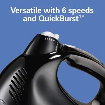 Hamilton Beach Power Deluxe 6-Speed Electric Hand Mixer with Snap-On Storage Case, QuickBurst, Beaters, Whisk, Powerful 250 Watt Motor, Bowl Rest, Black (62692)