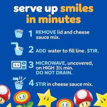Kraft Mac & Cheese Microwavable Dinner with Super Mario Power-Up Pasta Shapes, 4 1.9 oz Cups