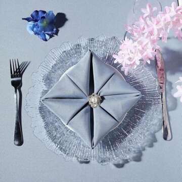 TABLECLOTHSFACTORY 6 Pack 13" Round Clear Acrylic Reef Charger Plates Ruffled Rim Dinner Charger Pla...