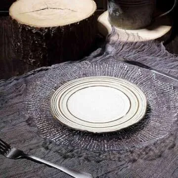 TABLECLOTHSFACTORY 6 Pack 13" Round Clear Acrylic Reef Charger Plates Ruffled Rim Dinner Charger Plates For Weddings Events