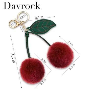 Davrock Cherry Keychain Cherry Accessories Bag Charms for Handbags Car Key Chain Christmas Gifts for...