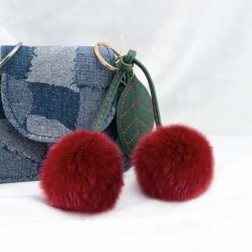 Davrock Cherry Keychain Cherry Accessories Bag Charms for Handbags Car Key Chain Christmas Gifts for Women Cherry Bag Charms Plush Keychain Purse Charms Handbags Pendant for Women Girls