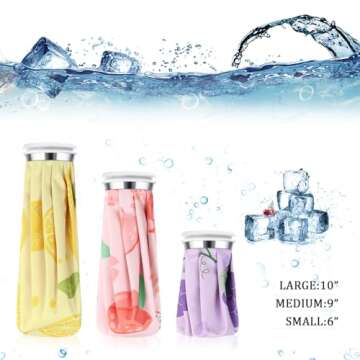 Shihanee 3 Pcs Ice Pack for Injuries, Reusable Hot Water Bag with Screw Top, Hot Cold for Sports Kne...