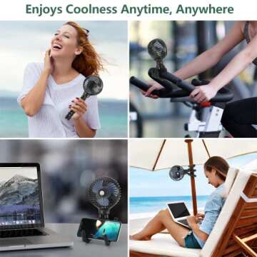 snawowo Mini Handheld Personal Portable Fan, Baby Stroller Fan, Car Seat Fan, USB or Battery Powered...