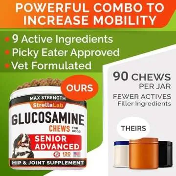 Senior Advanced Glucosamine Chondroitin Joint Supplement for Dogs - Hip & Joint Pain Relief Pills - ...
