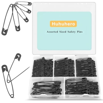 Safety Pins Assorted, 340-Pack 5 Different Sizes Large Safety Pins Heavy Duty, Safety Pins for Cloth...