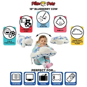 Pillow Pets Sweet Scented Blueberry Cow Stuffed Animal Plush Toy