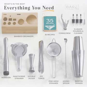 BARE BARREL® Mixology Bartender Kit | 14-Piece Cocktail Set