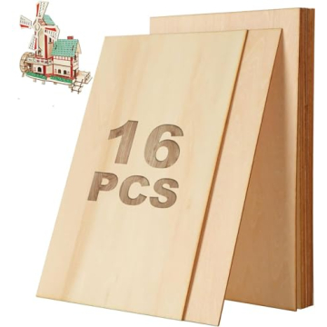 Basswood Sheets 12"x8"x1/16 (16 Pack), Thin Balsa Wood Sheets for Craft, Laser, Wood Burning, DIY Pr...