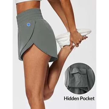 BALEAF Women's 3" Workout Shorts High Waisted Athletic Running Shorts with Liner Sports Lightweight Quick Dry Gray S