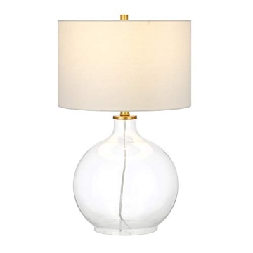Laelia Coastal Table Lamp in Clear Glass and Brass