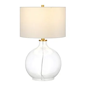 Laelia Coastal Table Lamp in Clear Glass and Brass