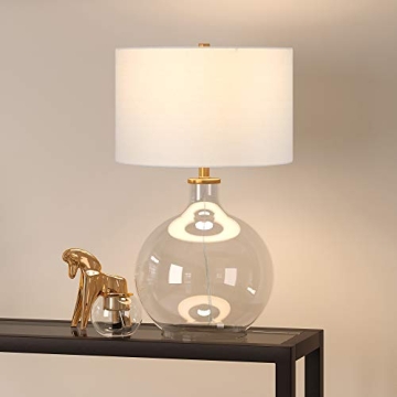 Laelia Coastal Table Lamp in Clear Glass and Brass