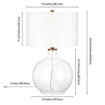 Laelia Coastal Table Lamp in Clear Glass and Brass