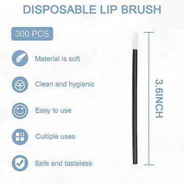 SONSENAI 300Pcs Disposable Lip Brushes Make Up Brush Lip Gloss Applicators Lipstick Wands Tool Kits ...