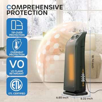 ECOWELL 18" Tower Heater - Fast Heating Portable Comfort