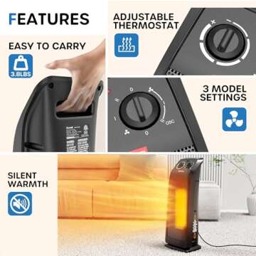 ECOWELL 18" Tower Heater - Fast Heating Portable Comfort