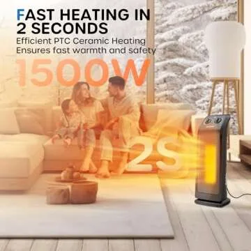 ECOWELL 18" Tower Heater - Fast Heating Portable Comfort