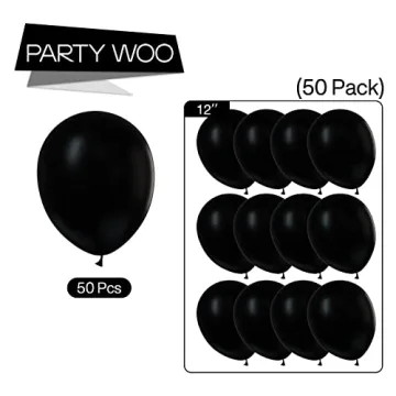 PartyWoo 50 pcs Matte Black Balloons for Elegant Decor