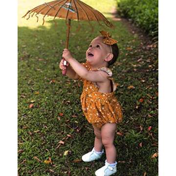 VISGOGO Kids Floral Romper Dress & Headband Set