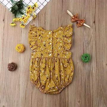 VISGOGO Kids Floral Romper Dress & Headband Set