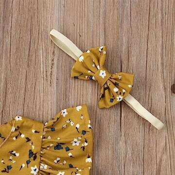 VISGOGO Kids Floral Romper Dress & Headband Set