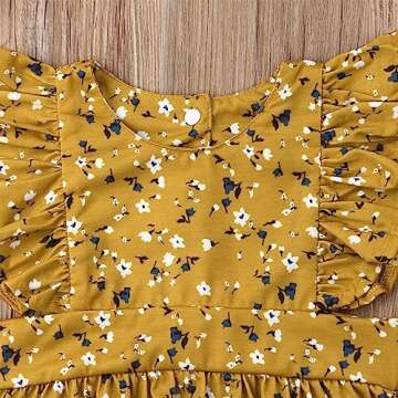 VISGOGO Kids Floral Romper Dress & Headband Set