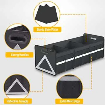 INFUOAP Trunk Organizer for SUV, Universal trunk organizers for car with Multi Pockets, Foldable Hea...