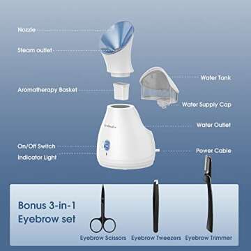 Newbealer 2in1 Facial Steamer, Hot Mist Facial Aromatherapy Humidifier Atomizer, Large Face Steamer ...